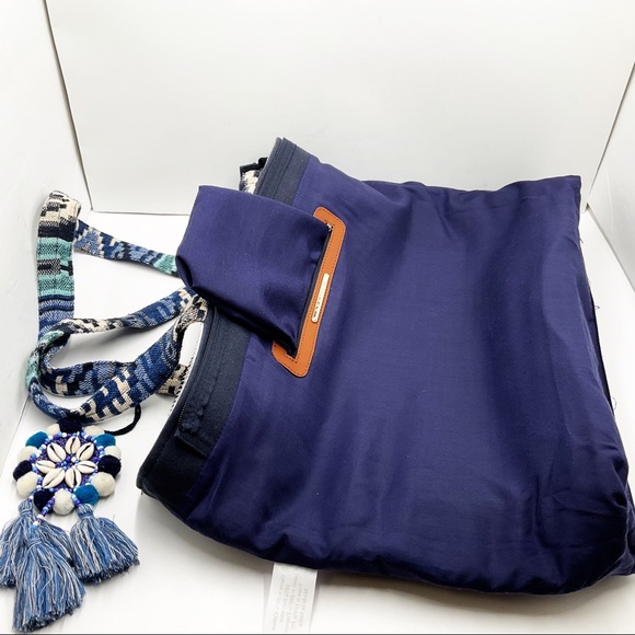 {Steven} Zita Navy Multi Carpet Tassel Tote - Picture 9 of 16